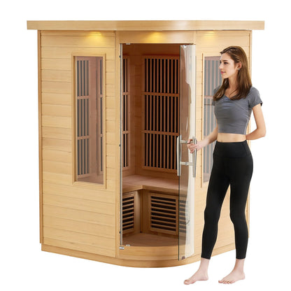 VEVOR Far Infrared Wooden Sauna Room Home Sauna Spa for 2 Person 1850W